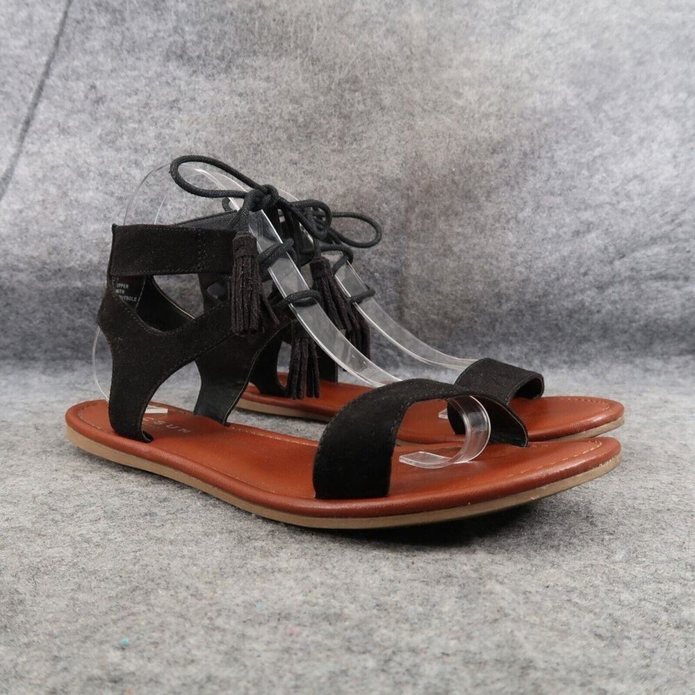 Pacsun Shoes Womens 9 Sandals Ankle Tie Flats Fashion Boho Ladu Lifestyle Black